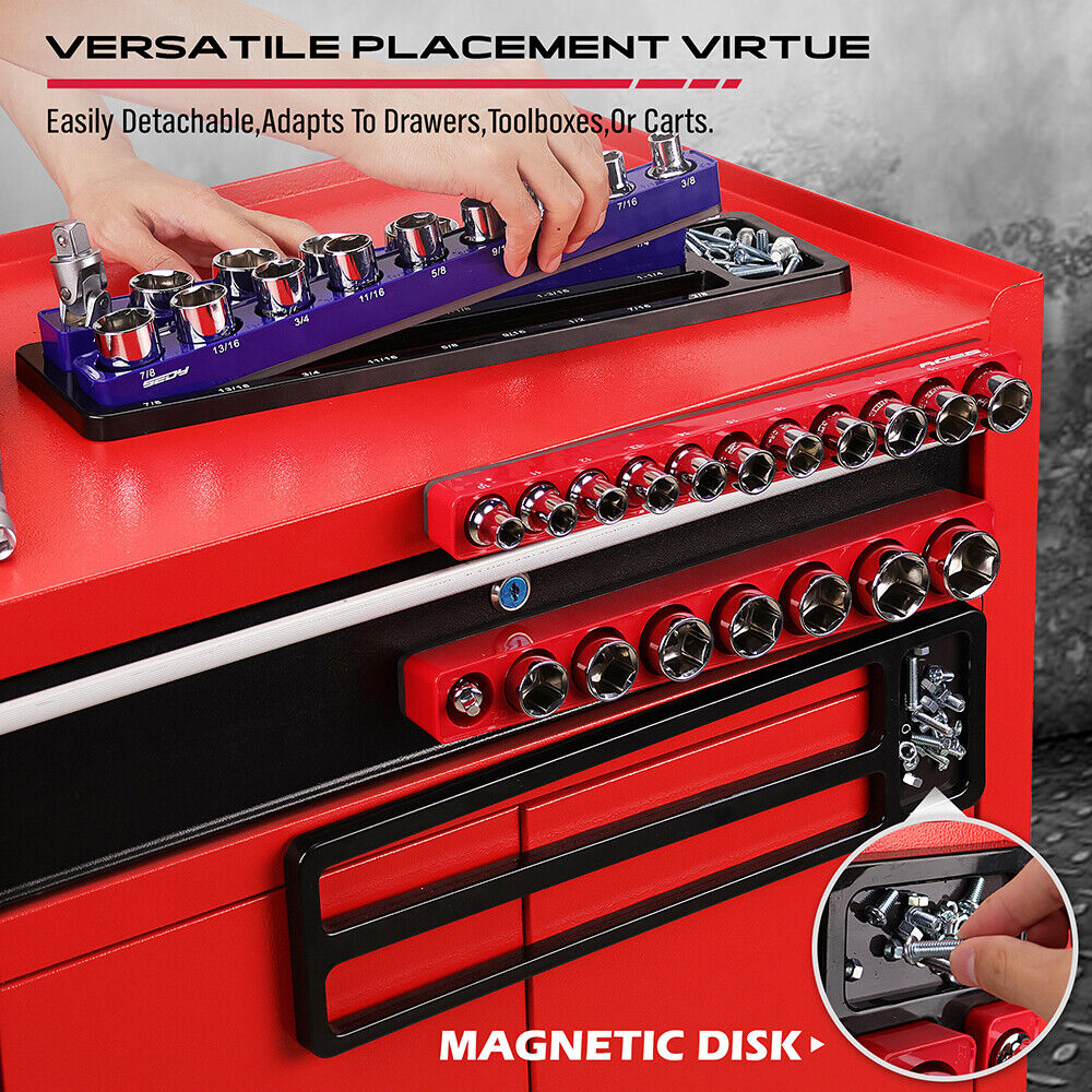 Car Mounts: SEDY 2Pc Magnetic Socket Organizer 1/2 Drive Metric SAE Sockets Storage Holder