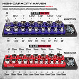 Car Mounts: SEDY 2Pc Magnetic Socket Organizer 1/2 Drive Metric SAE Sockets Storage Holder