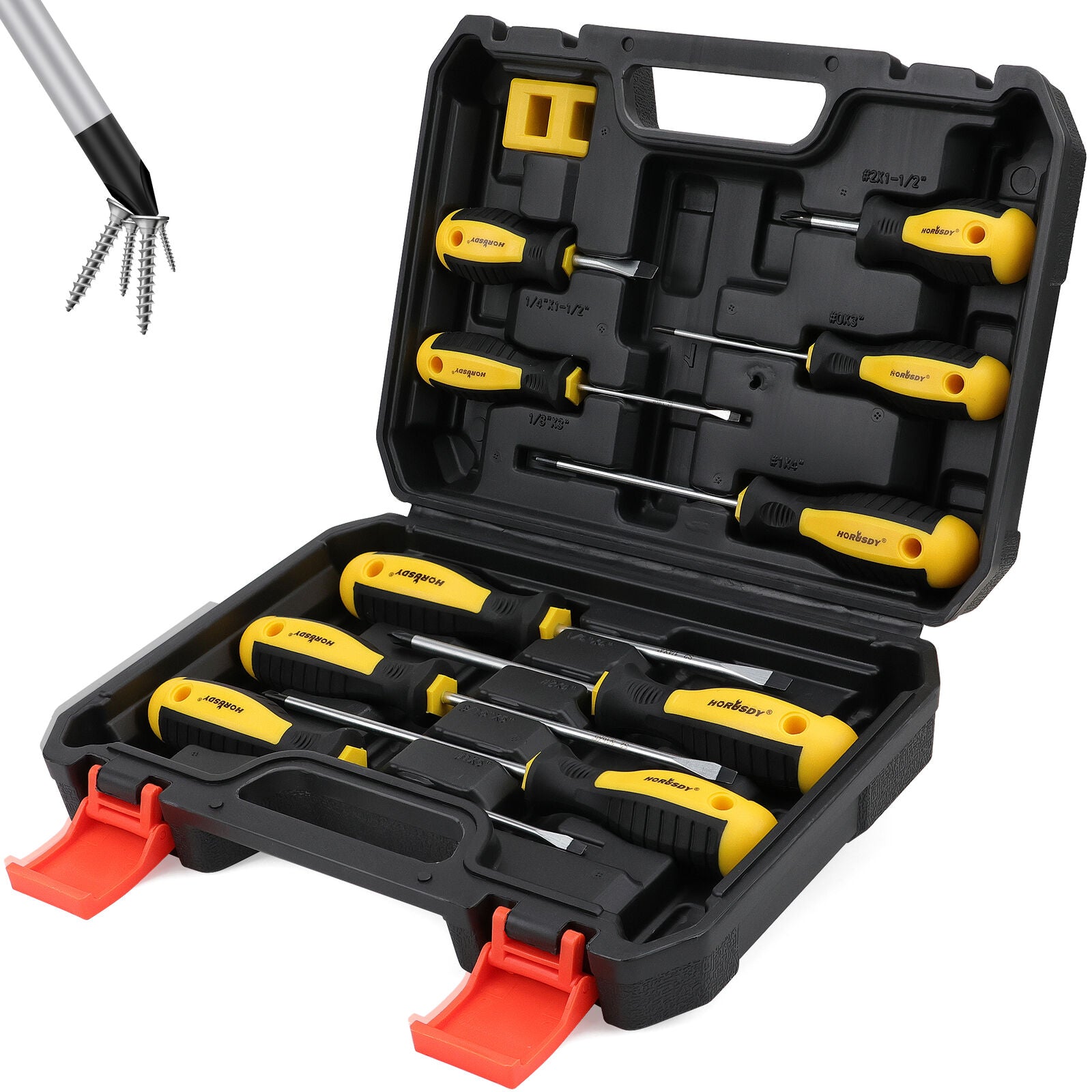 Drill & Screwdriver Accessories: 11-Pieces Magnetic Screwdriver Set with Case Magnetizer Demagnetizer Flat Head