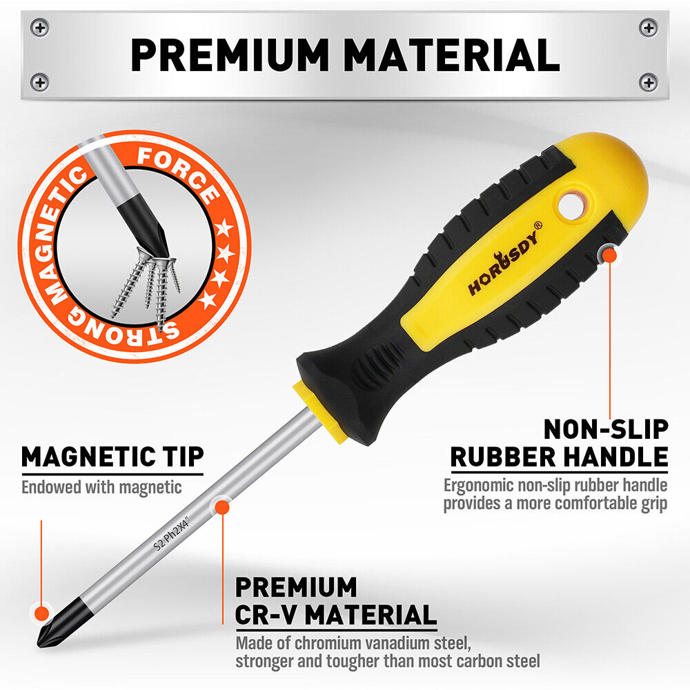 Drill & Screwdriver Accessories: 11-Pieces Magnetic Screwdriver Set with Case Magnetizer Demagnetizer Flat Head