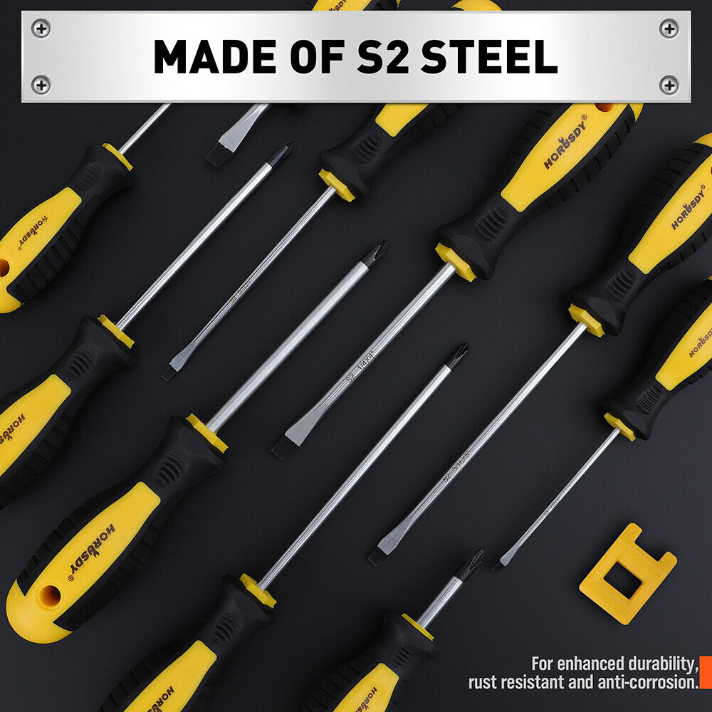 Drill & Screwdriver Accessories: 11-Pieces Magnetic Screwdriver Set with Case Magnetizer Demagnetizer Flat Head
