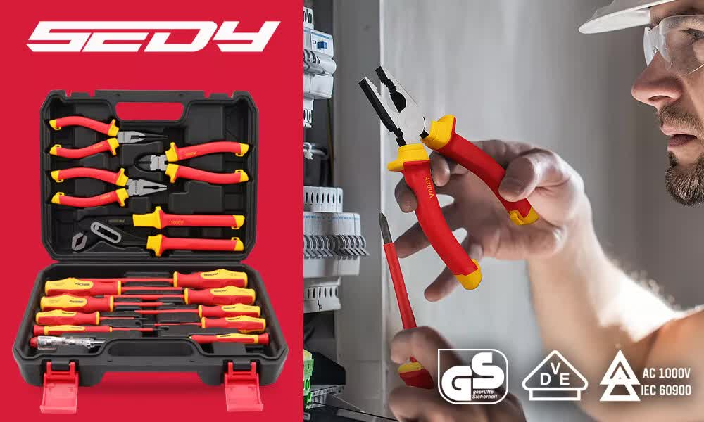 Hand Tools: Magnetic Insulated Screwdriver Pliers Set 1000V Electrical Tool Hose Pinch Box