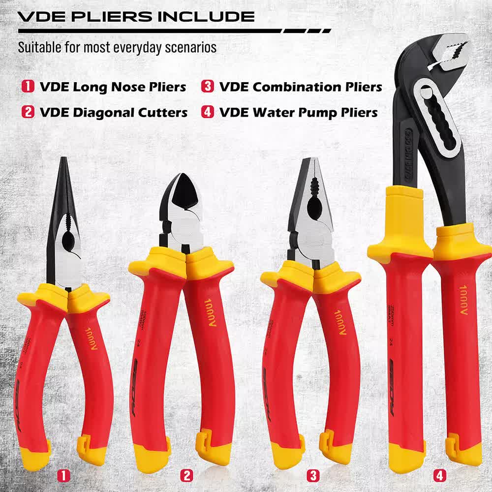 Hand Tools: Magnetic Insulated Screwdriver Pliers Set 1000V Electrical Tool Hose Pinch Box