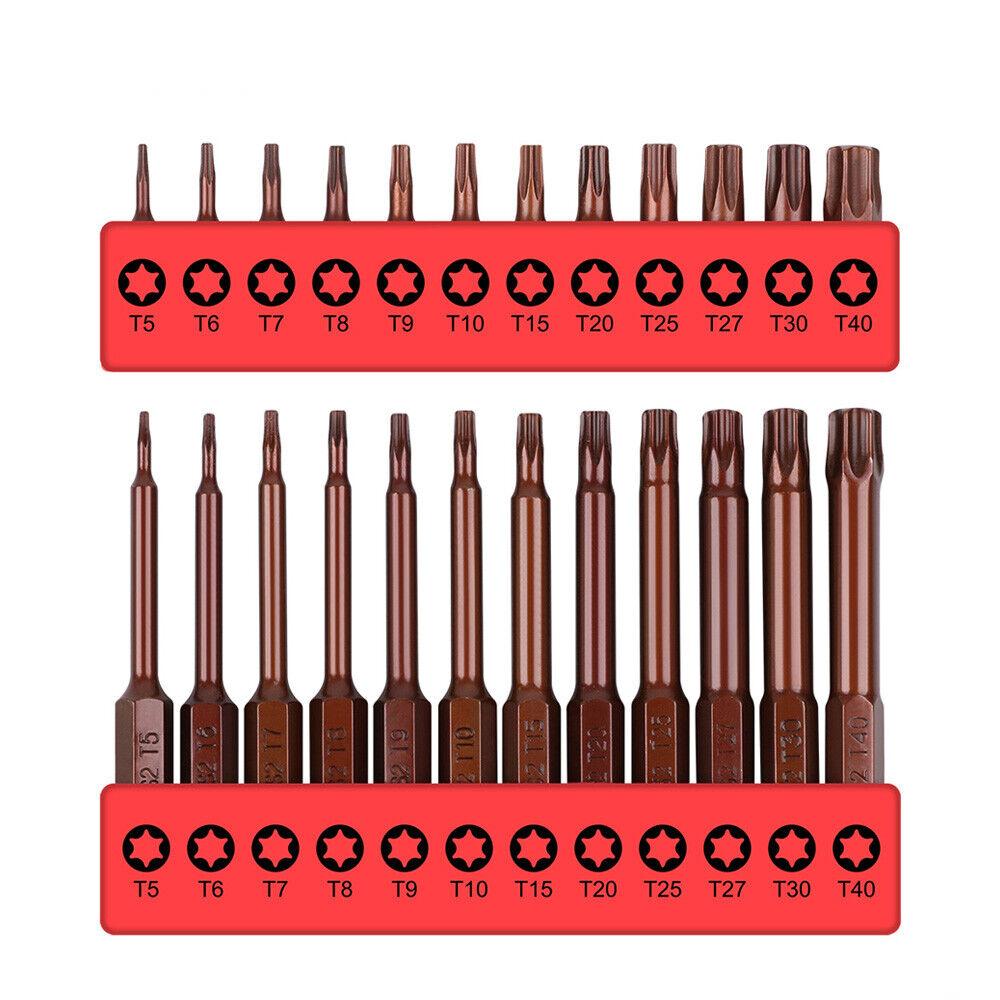 Drill & Screwdriver Accessories: 24Pc Torx Bit Set Star Head Screwdriver Bit Long Security Temper Proof T5-T40