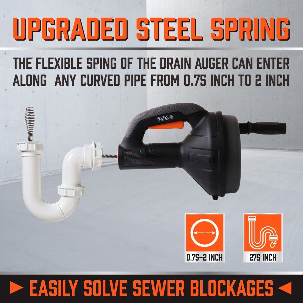 Sewage Pumps: Drain Auger Drain Cleaner Unblocker Auger Sewage Pipe Cleaning Plumbing Tool