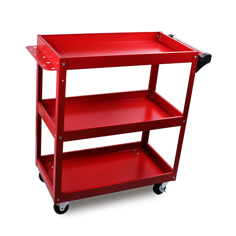 Clothing & Wardrobe Storage: Red 3-Tier Tool Cart Trolley Toolbox Workshop Garage Storage 150KG Organizer Garage