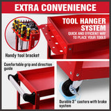 Clothing & Wardrobe Storage: Red 3-Tier Tool Cart Trolley Toolbox Workshop Garage Storage 150KG Organizer Garage