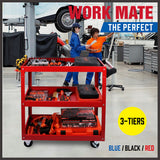 Clothing & Wardrobe Storage: Red 3-Tier Tool Cart Trolley Toolbox Workshop Garage Storage 150KG Organizer Garage