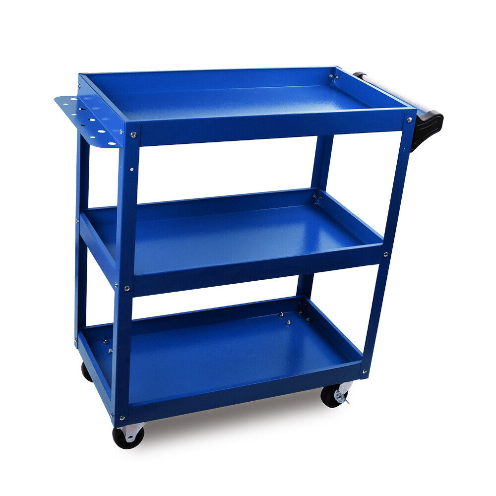 Clothing & Wardrobe Storage: Blue 3-Tier Tool Cart Trolley Toolbox Workshop Garage Storage 150KG Organizer Garage