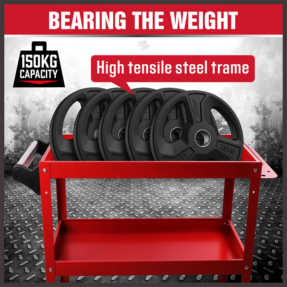 Clothing & Wardrobe Storage: Blue 3-Tier Tool Cart Trolley Toolbox Workshop Garage Storage 150KG Organizer Garage