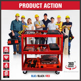 Clothing & Wardrobe Storage: Blue 3-Tier Tool Cart Trolley Toolbox Workshop Garage Storage 150KG Organizer Garage