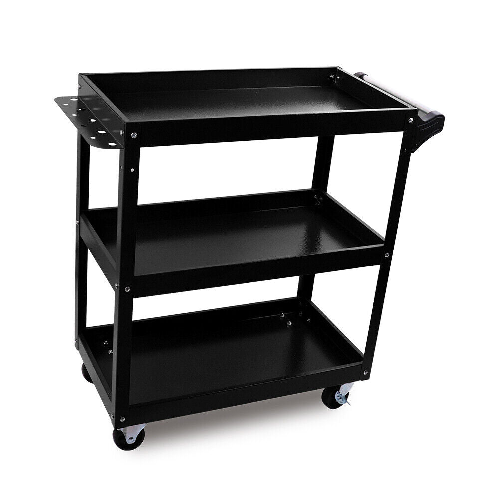 Clothing & Wardrobe Storage: Black 3-Tier Tool Cart Trolley Toolbox Workshop Garage Storage 150KG Organizer Garage