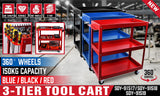 Clothing & Wardrobe Storage: Black 3-Tier Tool Cart Trolley Toolbox Workshop Garage Storage 150KG Organizer Garage