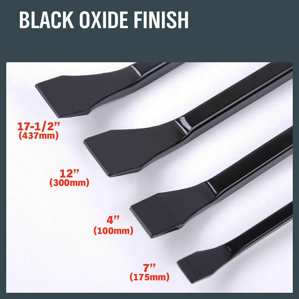 Bicycle Stands & Storage: Horusdy 4Pc Steel Pry Bar Set Heavy Duty Mechanic Crowbar Car  4" 7" 12" 17-1/2"