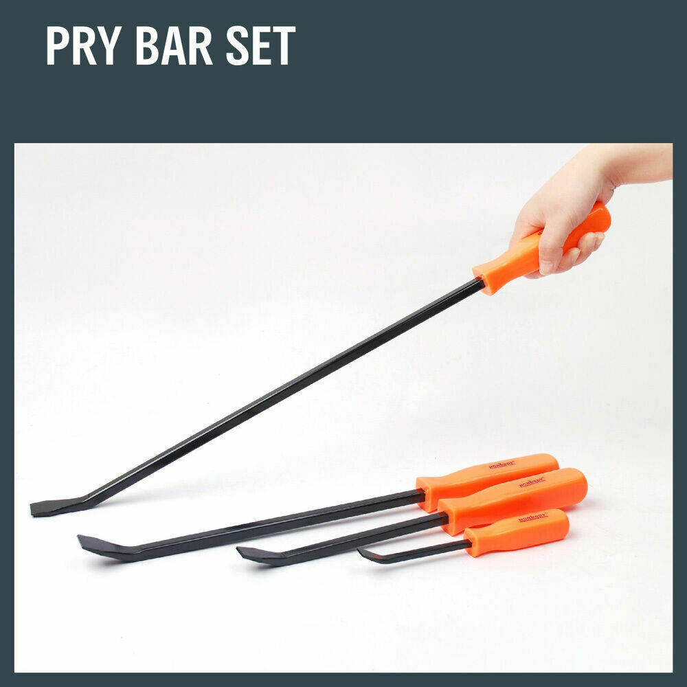 Bicycle Stands & Storage: Horusdy 4Pc Steel Pry Bar Set Heavy Duty Mechanic Crowbar Car  4" 7" 12" 17-1/2"