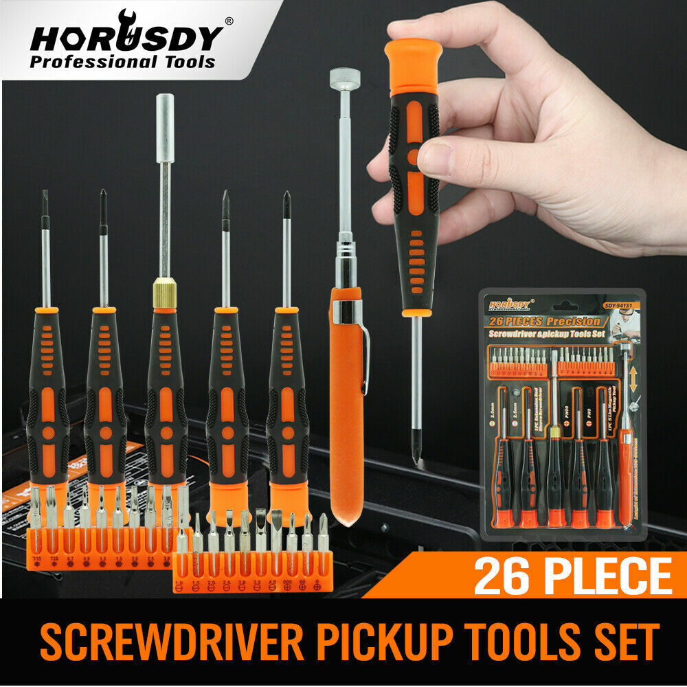 Drill & Screwdriver Accessories: 26Pc Precision Screwdriver Set Magnetic Pickup Hex Torx Philip Flat Bits Drive