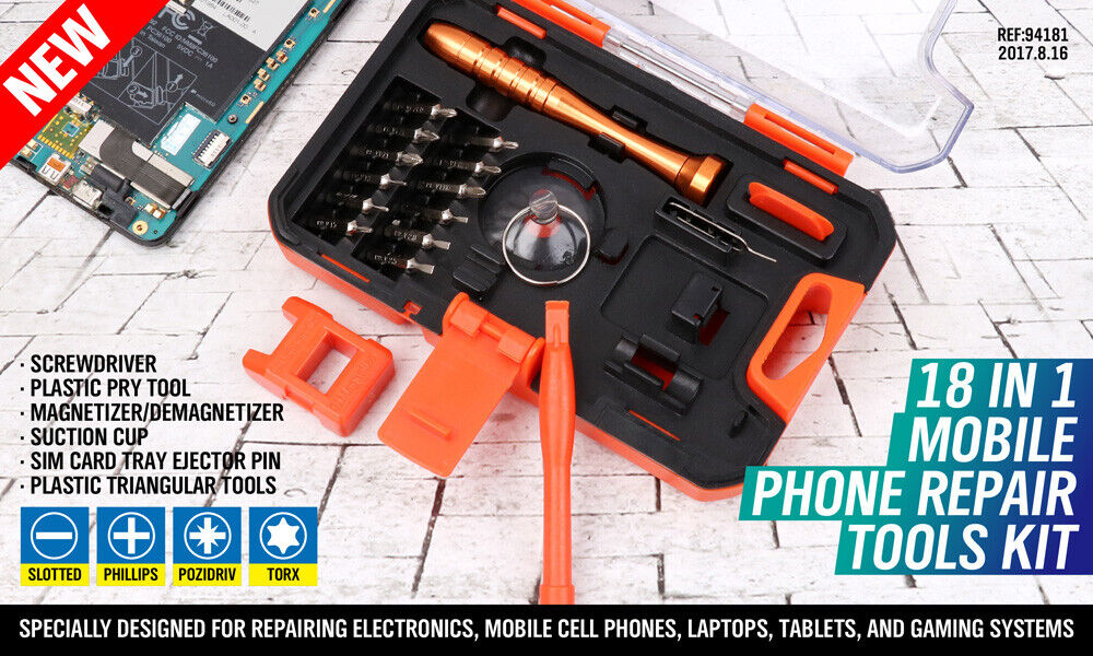 Hand Tools: HORUSDY 18 in 1 Mobile Phone Repair Tools Kit Pry Opening Tool Screwdriver