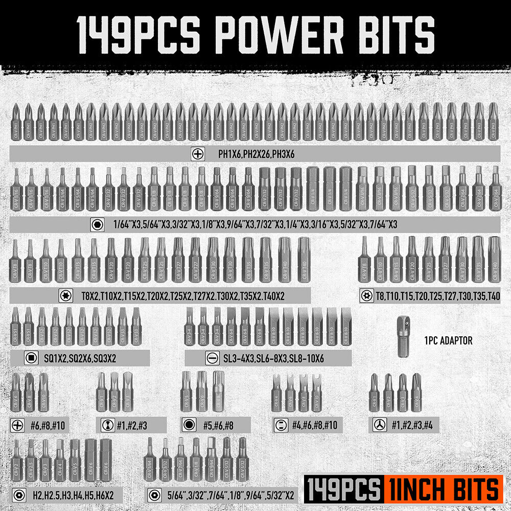 Automotive Repair & Speciality Tools: 219-Piece Combination Security Bit Set Screw Driver Bit Tamper Proof Torx Box