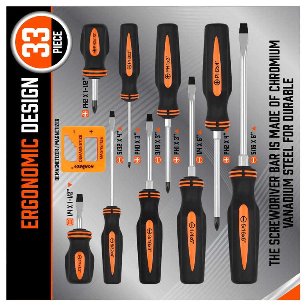 Hand Tools: 10Pcs Magnetic Screwdriver Set Phillips Slotted Magnetizer Non-Slip Handle Tool