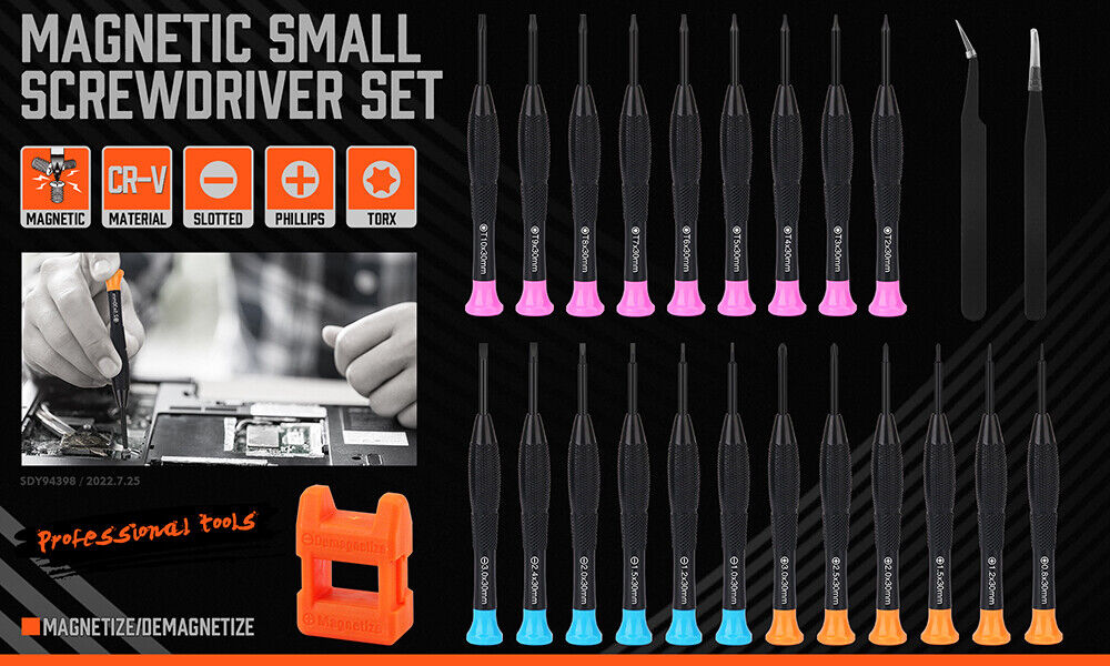Screwdrivers: 24-Piece Magnetic Precision Screwdriver Set - Small Screwdrivers for Eyeglasses, Phones, Watches Electronics Repair