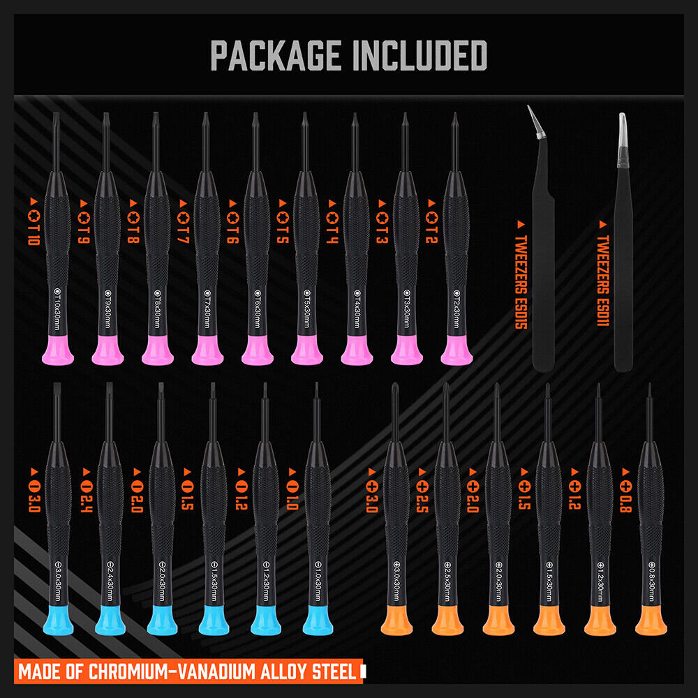 Screwdrivers: 24-Piece Magnetic Precision Screwdriver Set - Small Screwdrivers for Eyeglasses, Phones, Watches Electronics Repair