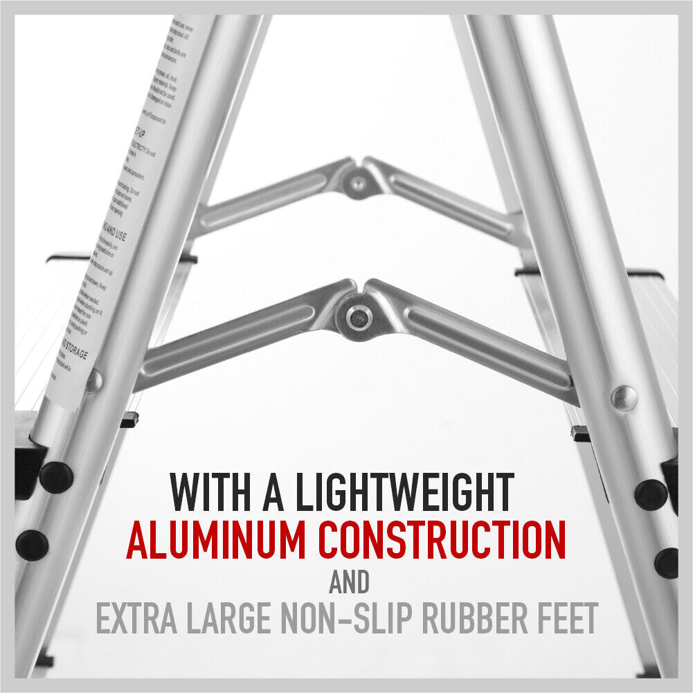 Ladders & Scaffolding: 2-Step Portable Folding Ladder, Aluminum Frame Lightweight Home Ladder with Anti Slip Design, 150KG Capacity