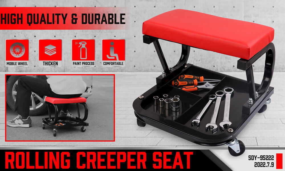 Office & Desk Chairs: HORUSDY Rolling Creeper Seat Workshop Mechanic Stool Garage Repair Storage Tray