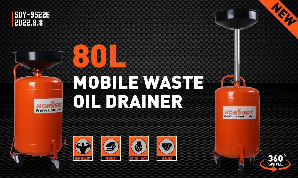 Sewage Pumps: HORUSDY 80L Mobile Waste Oil Drainer Telescopic Workshop Fluid Collection Tank