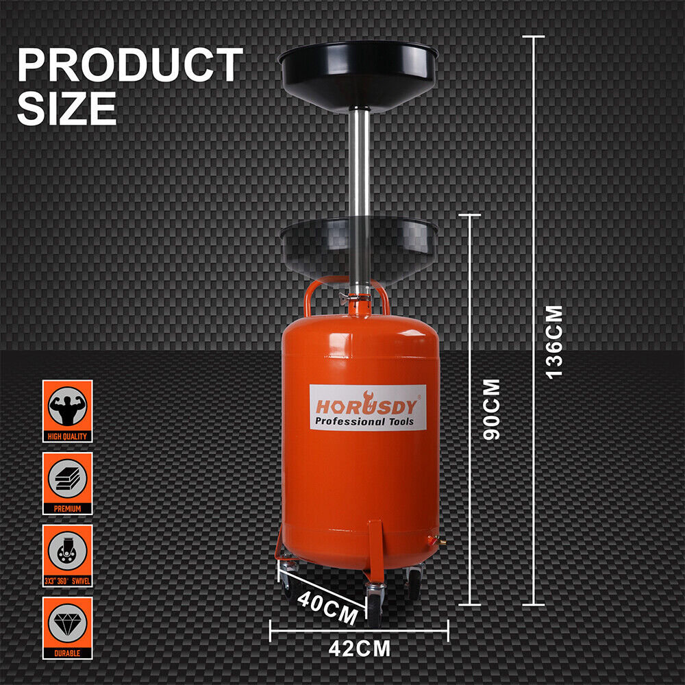 Sewage Pumps: HORUSDY 80L Mobile Waste Oil Drainer Telescopic Workshop Fluid Collection Tank