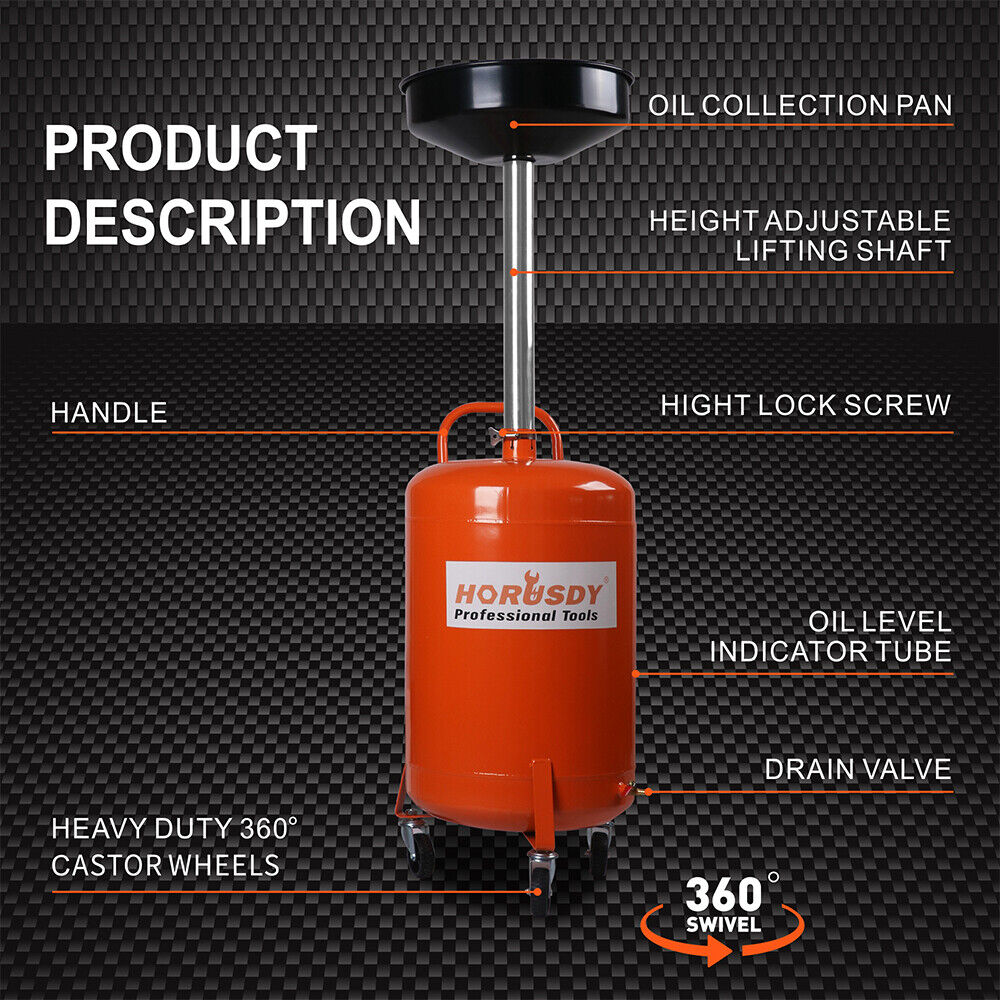 Sewage Pumps: HORUSDY 80L Mobile Waste Oil Drainer Telescopic Workshop Fluid Collection Tank
