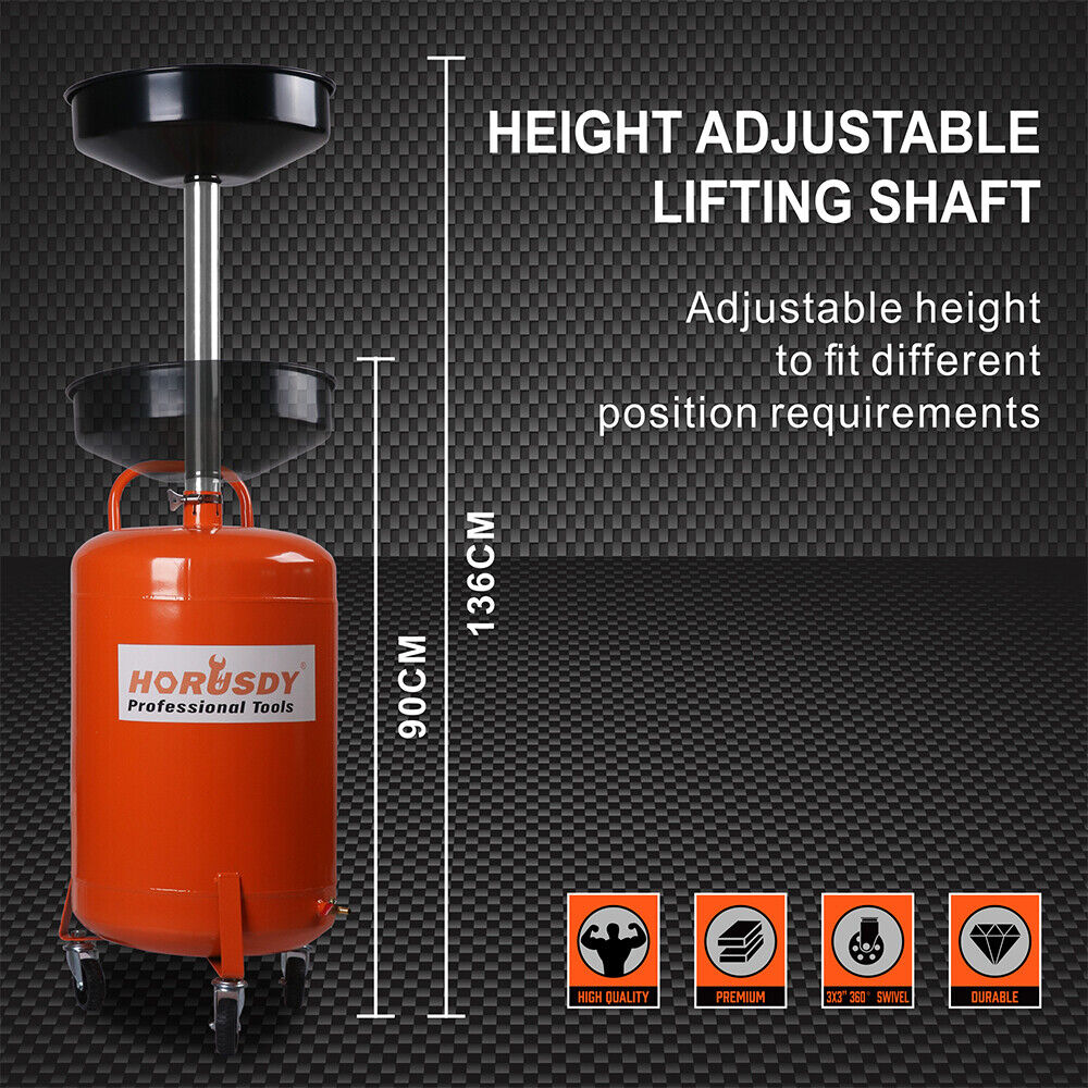 Sewage Pumps: HORUSDY 80L Mobile Waste Oil Drainer Telescopic Workshop Fluid Collection Tank