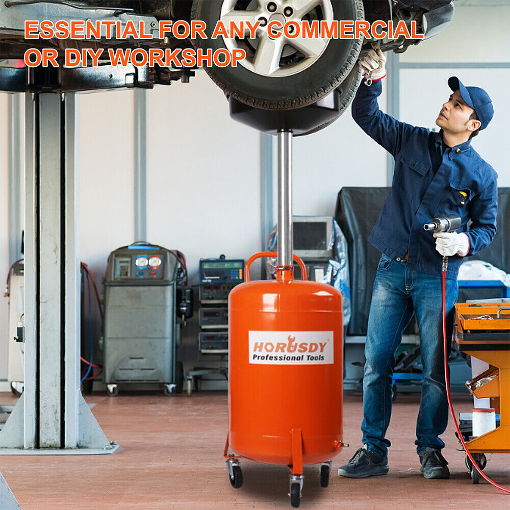 Sewage Pumps: HORUSDY 80L Mobile Waste Oil Drainer Telescopic Workshop Fluid Collection Tank