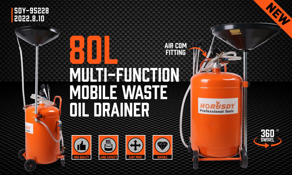 Sewage Pumps: HORUSDY 80L Waste Oil Drainer Pneumatic Fluid Collection Workshop with Extractor