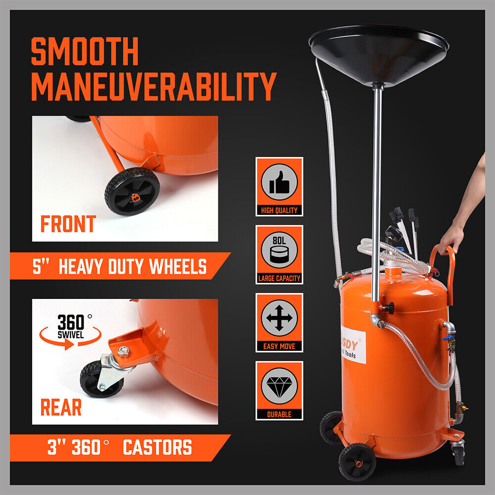 Sewage Pumps: HORUSDY 80L Waste Oil Drainer Pneumatic Fluid Collection Workshop with Extractor