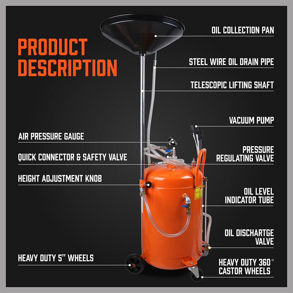 Sewage Pumps: HORUSDY 80L Waste Oil Drainer Pneumatic Fluid Collection Workshop with Extractor