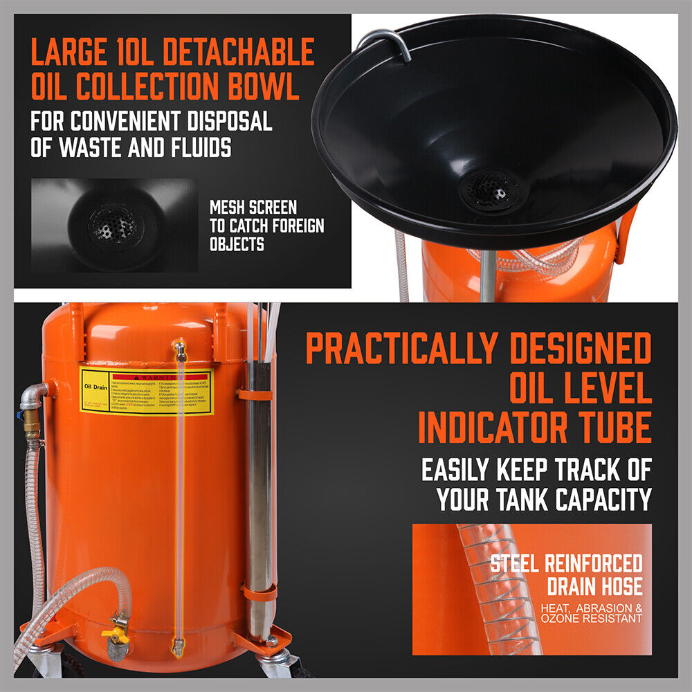 Sewage Pumps: HORUSDY 80L Waste Oil Drainer Pneumatic Fluid Collection Workshop with Extractor