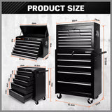 Tool Boxes: Black15 Drawer Tool Box Trolley Cabinet Storage Cart Garage Toolbox Organiser