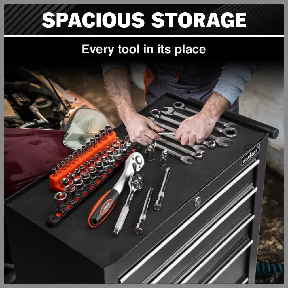 Tool Boxes: Black15 Drawer Tool Box Trolley Cabinet Storage Cart Garage Toolbox Organiser