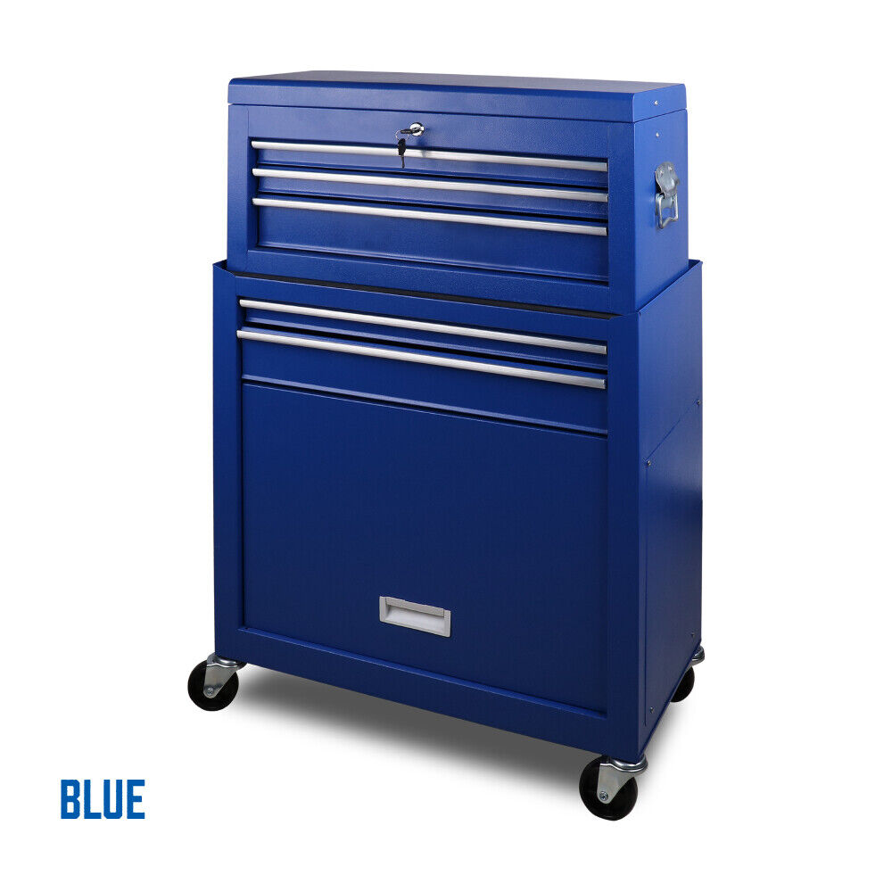 Bicycle Stands & Storage: 7 Drawer Tool Box Chest Cabinet Trolley Toolbox Garage Storage Lockable Blue