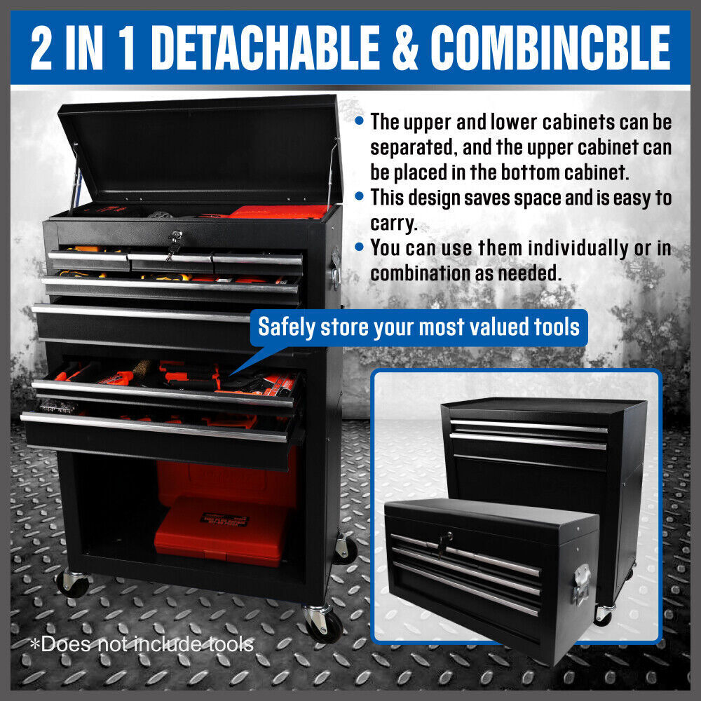 Bicycle Stands & Storage: 7 Drawer Tool Box Chest Cabinet Trolley Toolbox Garage Storage Lockable Blue
