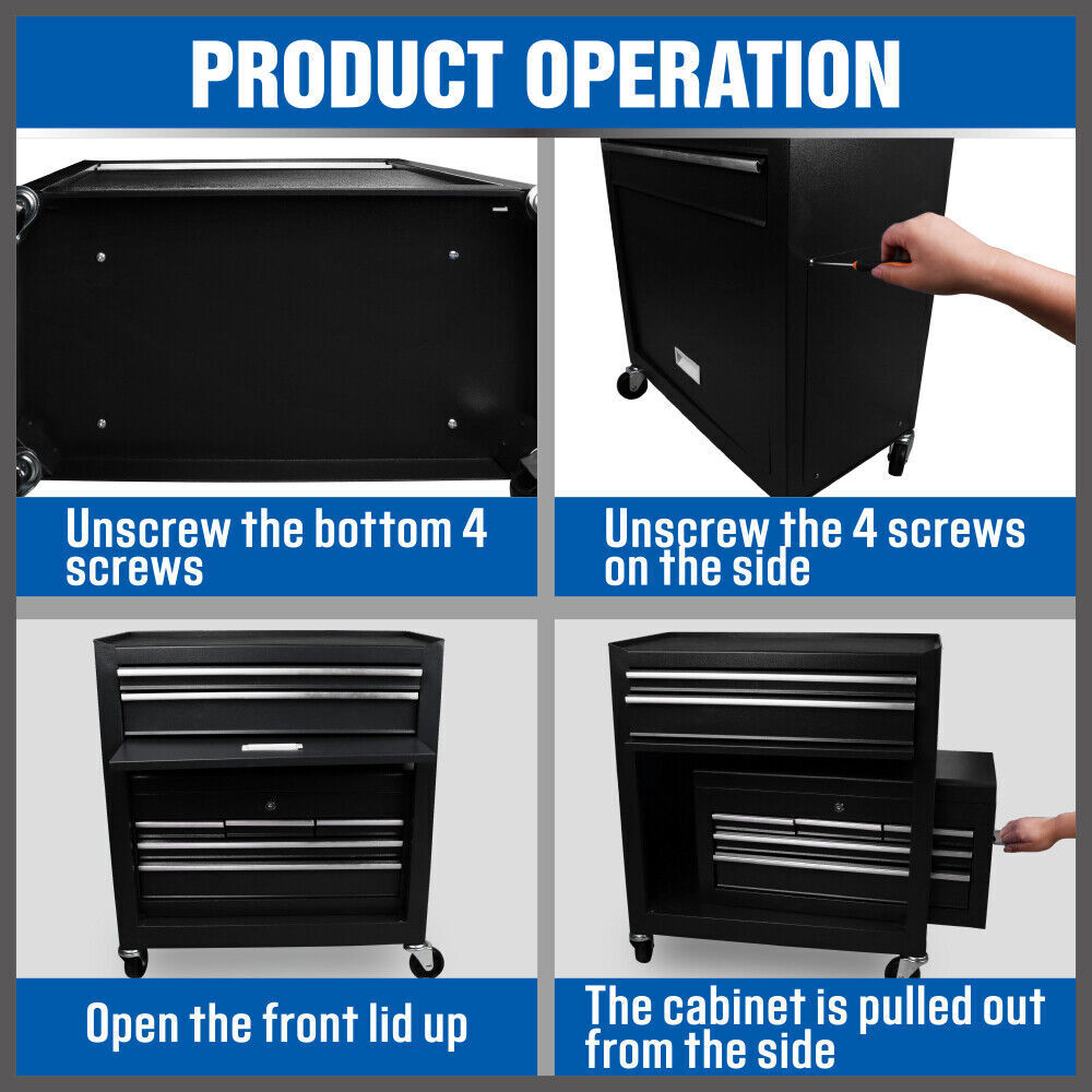 Bicycle Stands & Storage: 7 Drawer Tool Box Chest Cabinet Trolley Toolbox Garage Storage Lockable Blue
