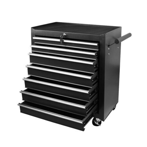 Makeup Organisation & Storage: Black 7 Drawer Tool Box Trolley Cabinet Storage Cart Garage Toolbox Organiser Set