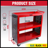 Kitchen & Dining Trolleys: Red 3-Tier Tool Cart Storage Trolley Toolbox Workshop Garage Organiser 150kg Red