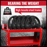Kitchen & Dining Trolleys: Red 3-Tier Tool Cart Storage Trolley Toolbox Workshop Garage Organiser 150kg Red