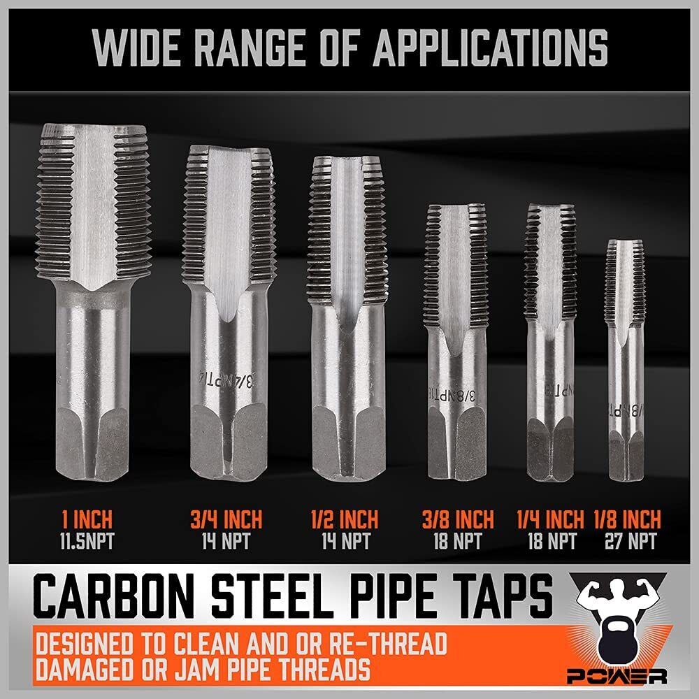 Hand Tools: HORUSDY 6Pc NPT Pipe Tap Set Thread Tap Screw Tool 1/8" 1/4" 3/8" 1/2" 3/4" 1"