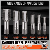 Hand Tools: HORUSDY 6Pc NPT Pipe Tap Set Thread Tap Screw Tool 1/8" 1/4" 3/8" 1/2" 3/4" 1"
