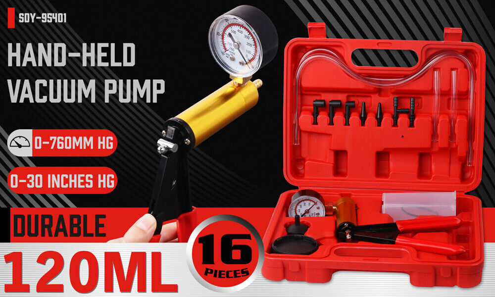 Automotive Gauges: HORUSDY Hand Held Vacuum Pump Brake Bleeder Pressure Tester Vacuum Gauge Kit