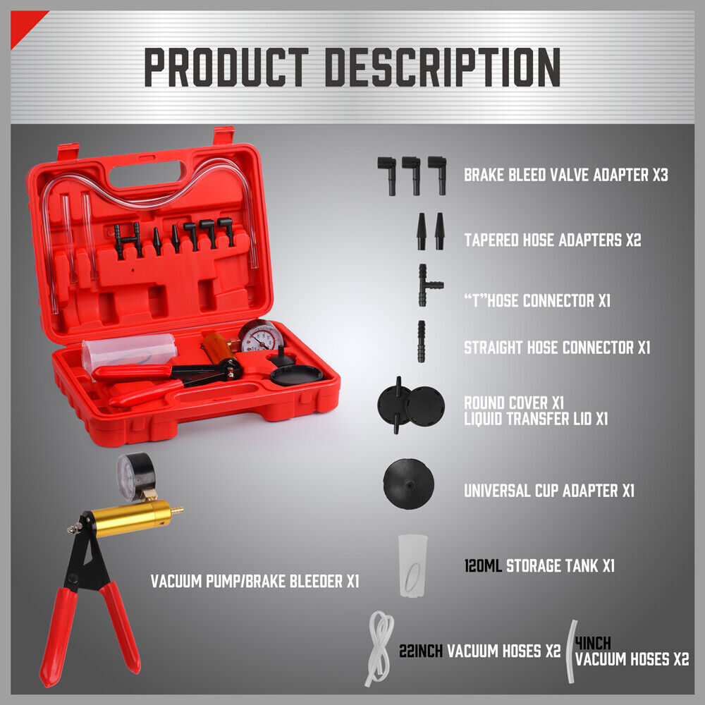 Automotive Gauges: HORUSDY Hand Held Vacuum Pump Brake Bleeder Pressure Tester Vacuum Gauge Kit