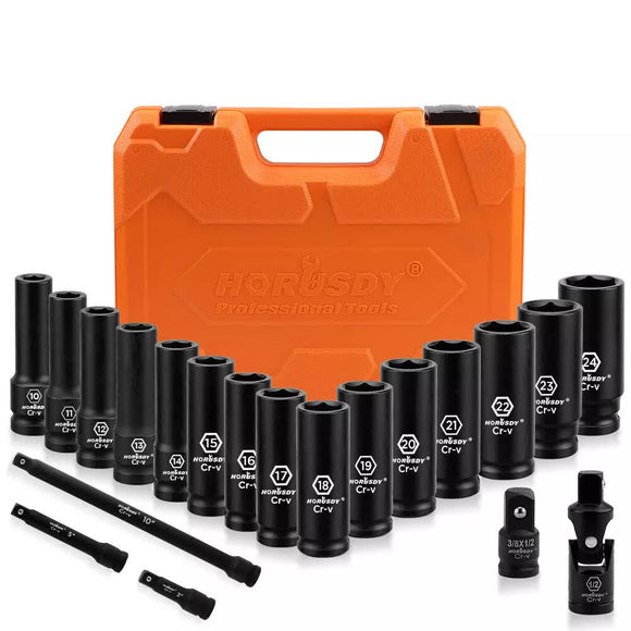 19Pc Deep Socket Set Impact 1/2
