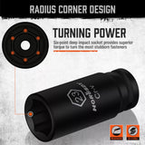 19Pc Deep Socket Set Impact 1/2" Drive Extension Bars Flexible Adapter 10-24mm